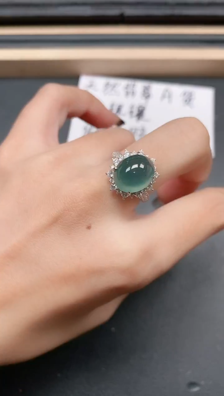 翡翠戒指银S925镶嵌11111