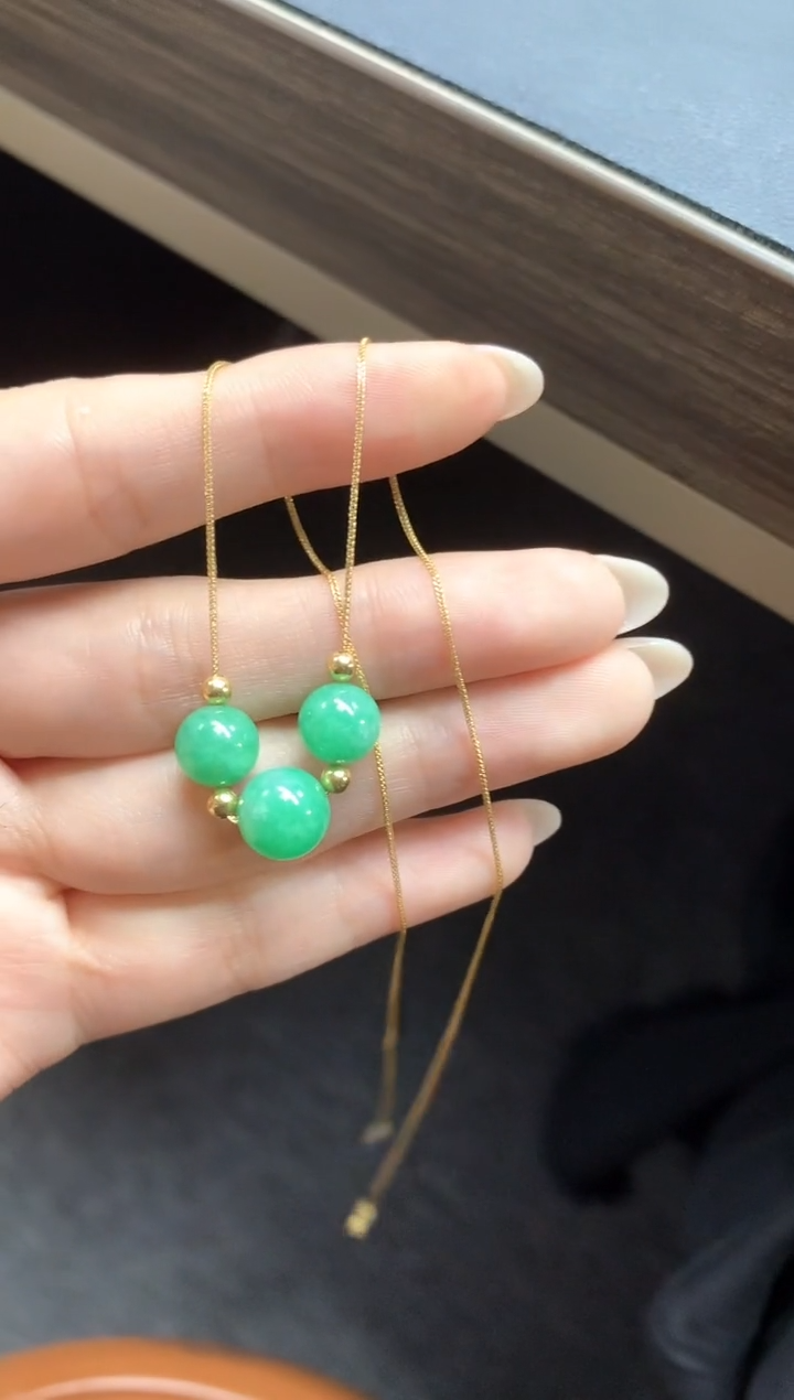 【闪购商品】翡翠套链18K金镶嵌套链|1550+155