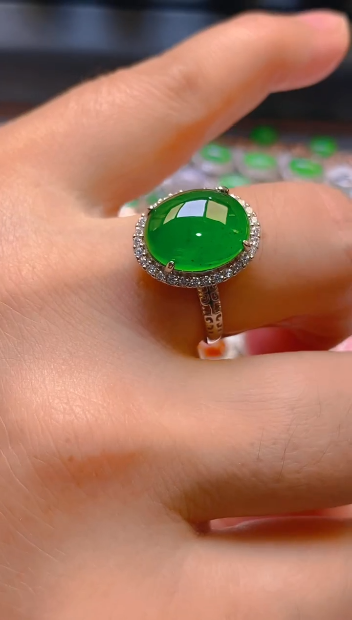 【闪购商品】翡翠耳饰银S925镶嵌天然A货翡翠1