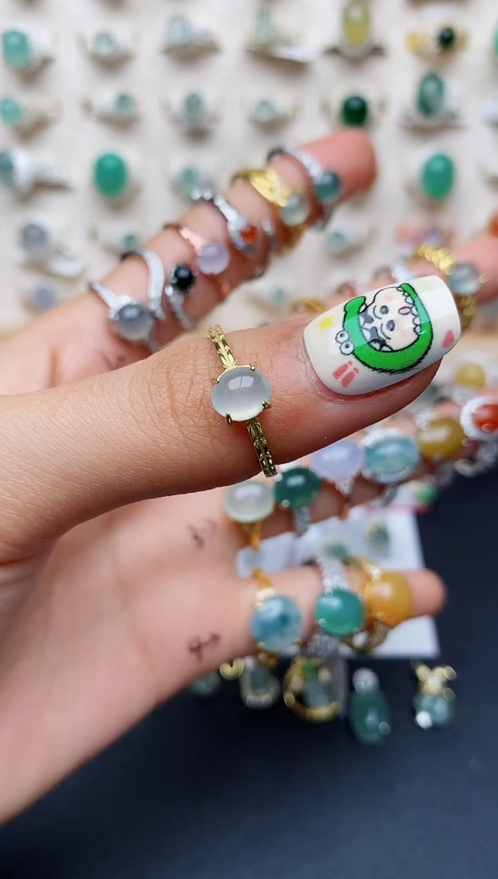 【闪购商品】翡翠戒指银S925镶嵌缅甸翡翠