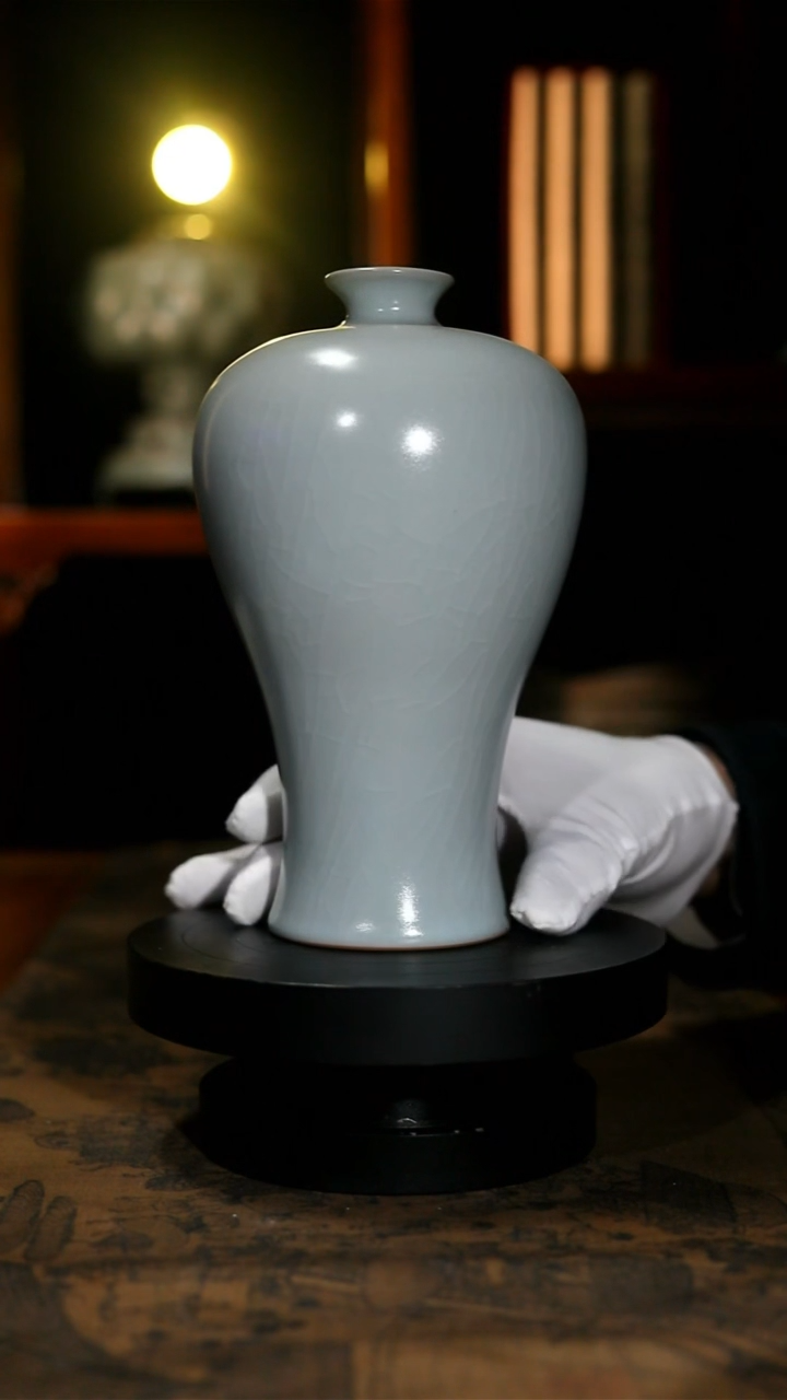 复烧收藏级月白釉梅瓶