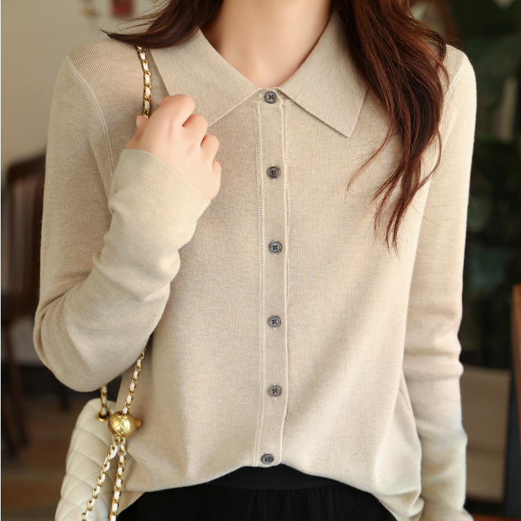 【西绒尔   扬子纱】秋季上新休闲百搭柔软长袖POLO领开衫N447