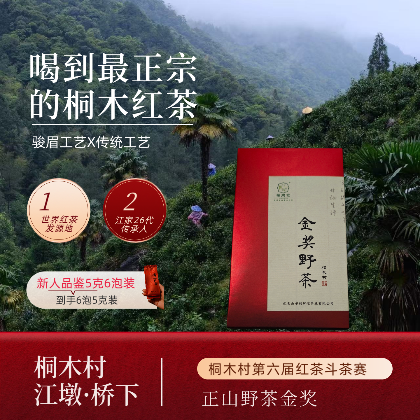 桐木红茶『金奖野茶』桐木村第六届红茶斗茶赛正山野茶金奖