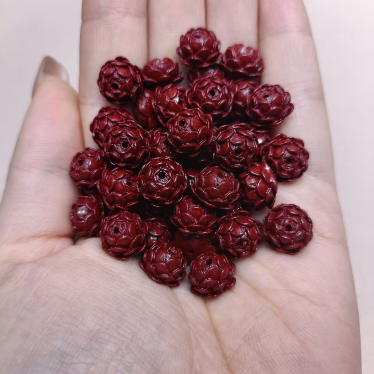 含辰砂工艺品含量朱砂紫金砂莲花圆珠diy饰品配件吊坠手链车挂