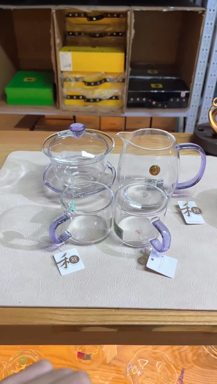 禅语盖碗浅紫+澄然浅紫+清禾杯浅紫