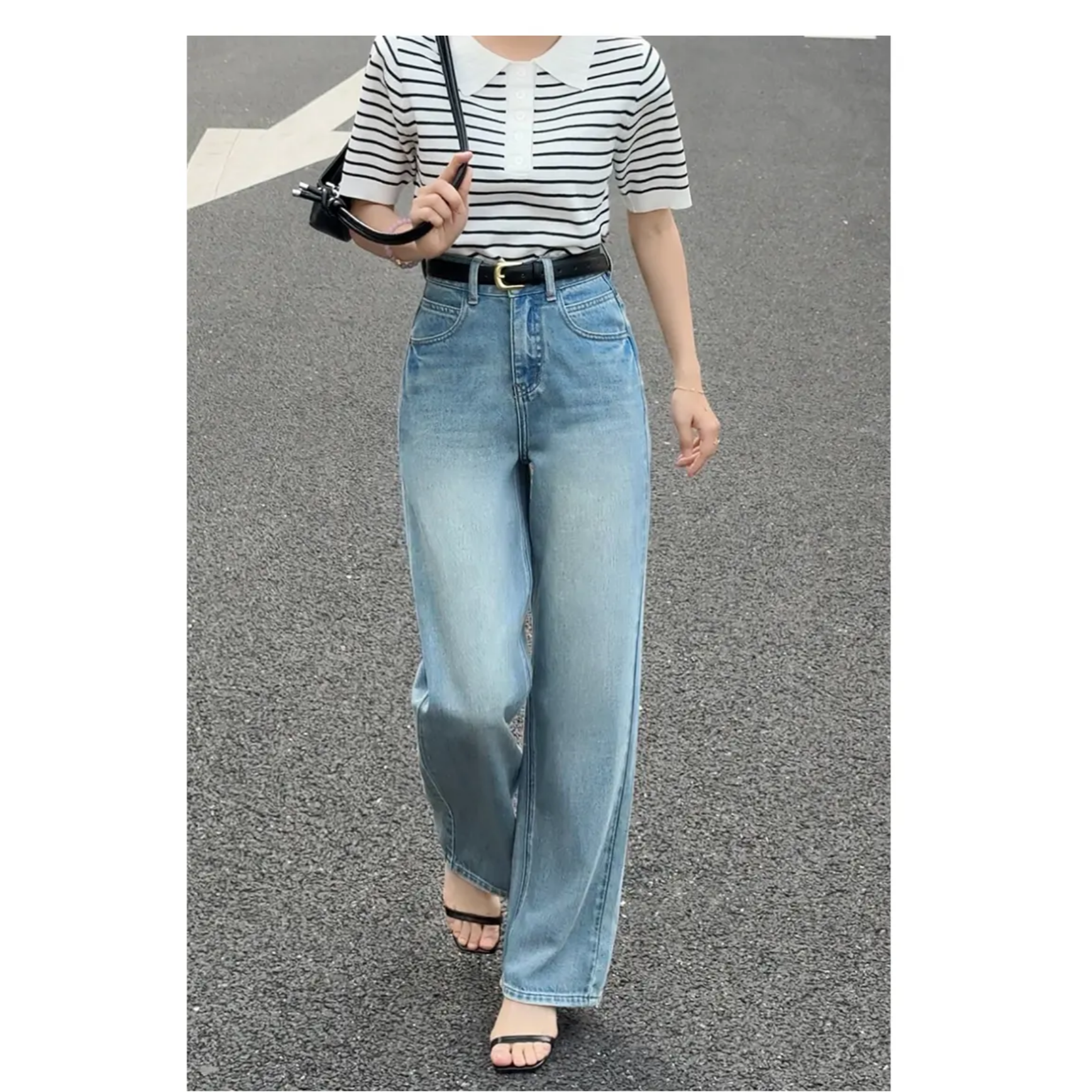 【小个子】2025秋冬软棉牛仔设计感上新窄版小阔腿无弹女牛仔裤