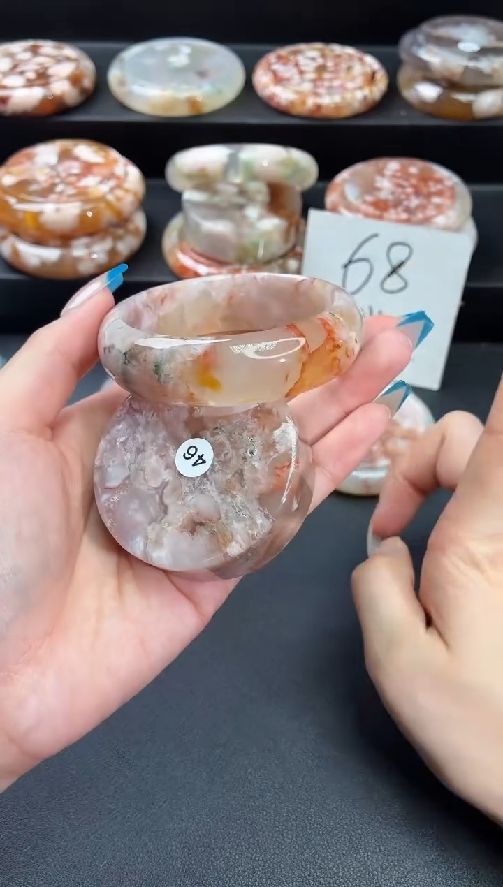 手镯玛瑙/玉髓未镶嵌石英质玉57圈55/56带(赠送镯心)