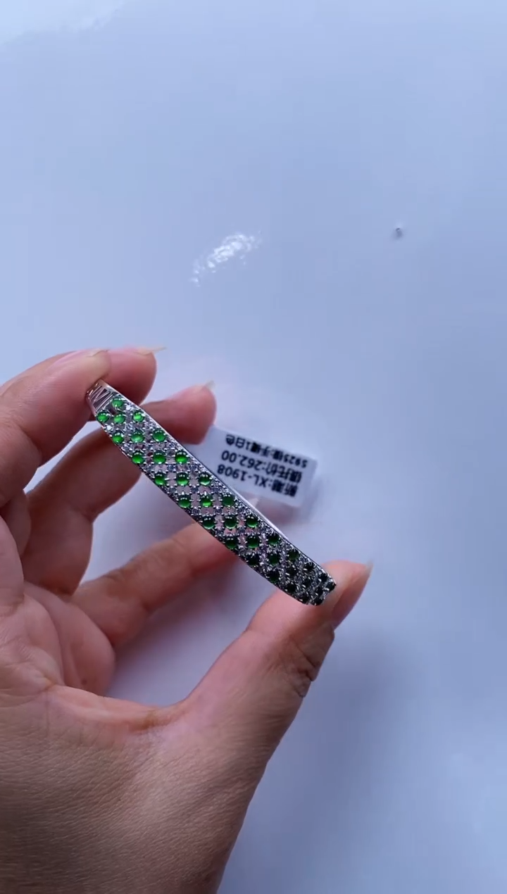 【闪购商品】翡翠手镯银S925镶嵌手镯