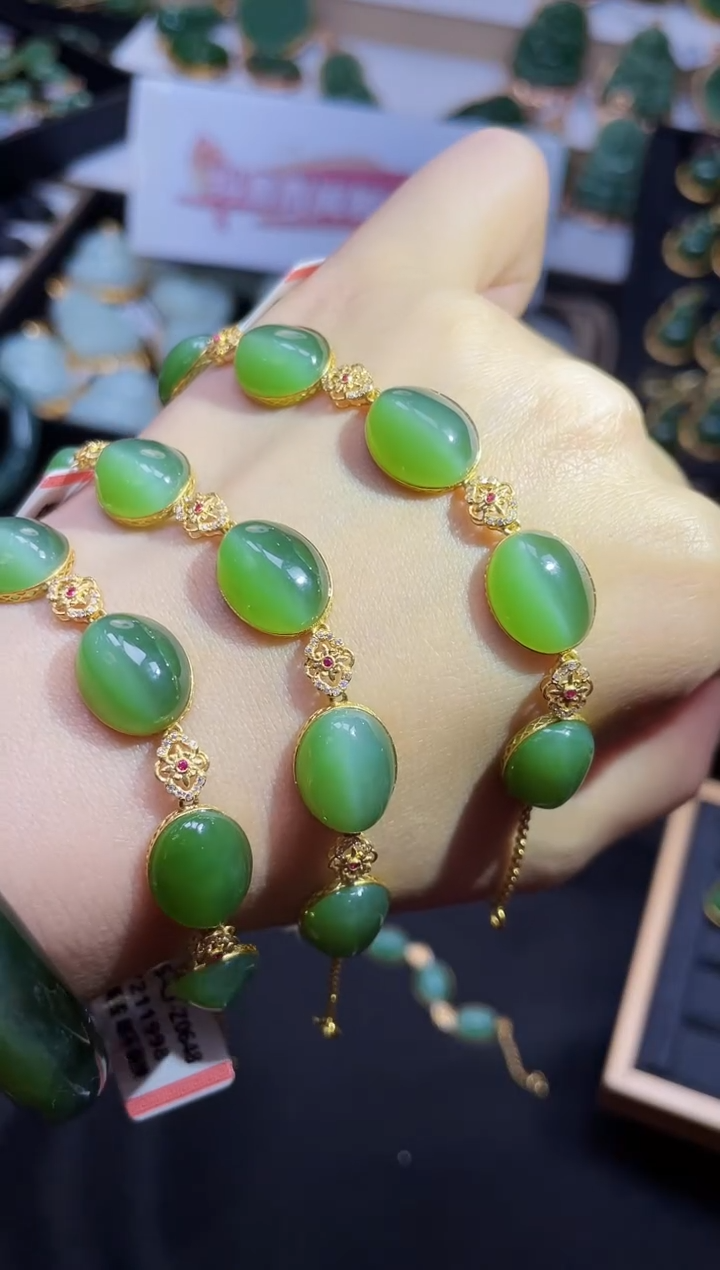 【闪购商品】和田玉手链18K金镶嵌多样性发一