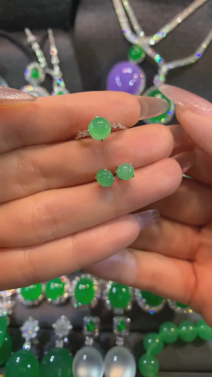 【闪购商品】翡翠耳饰18K金镶嵌套装