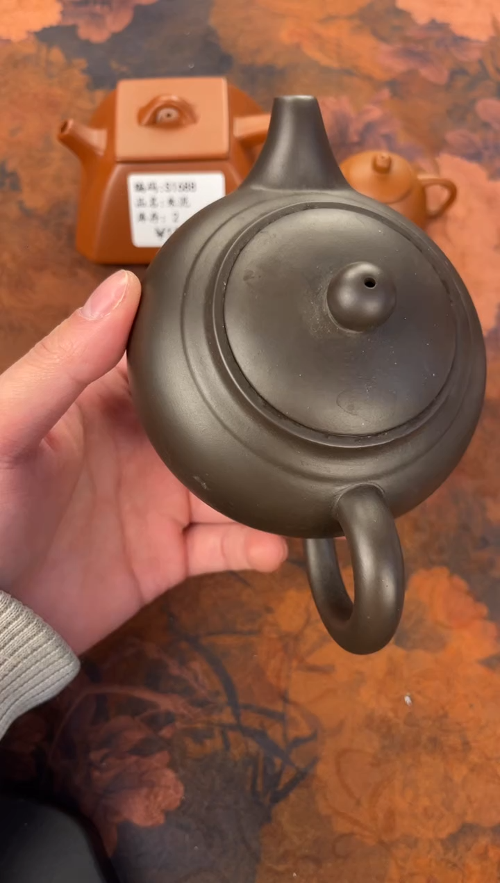 茶杯紫砂黑色扁平壶