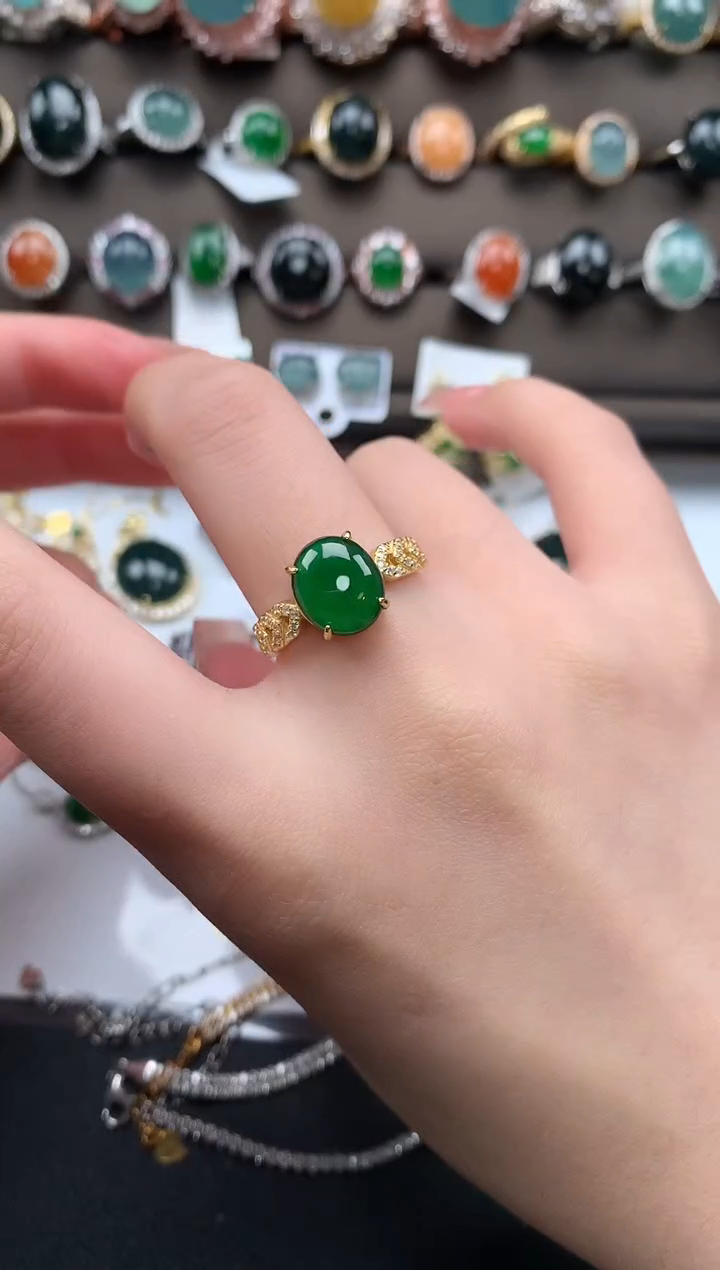 【闪购商品】翡翠戒指银S925镶嵌51241