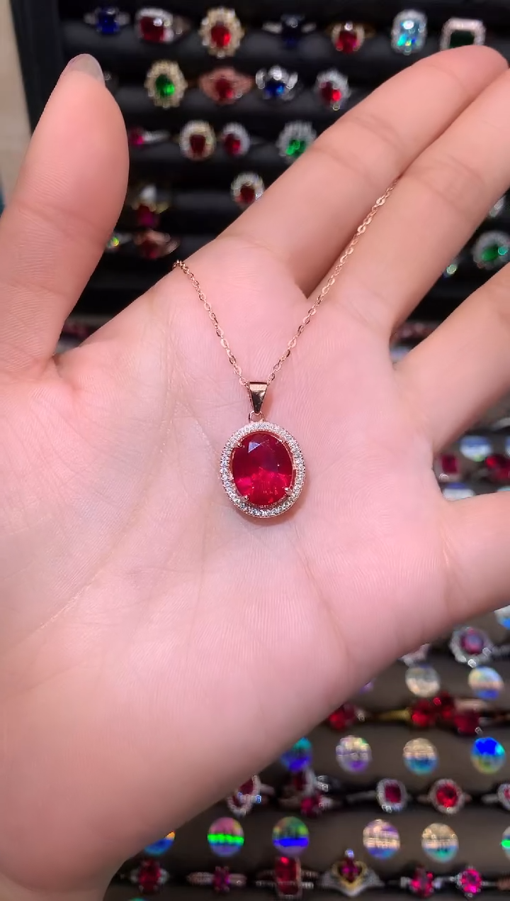 【闪购商品】红宝石颈饰银S925镶嵌1
