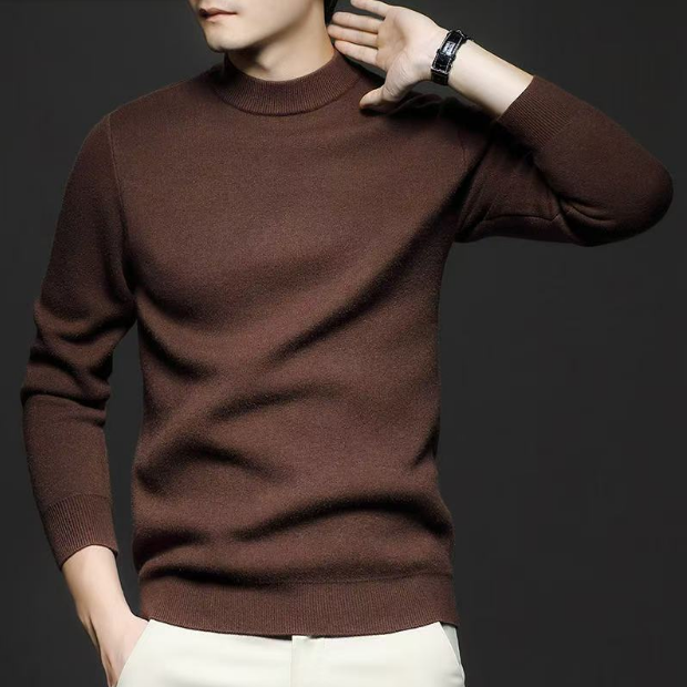 秋冬季男士500克加厚加重半高领羊毛衫商务休闲加厚保暖长袖毛衣