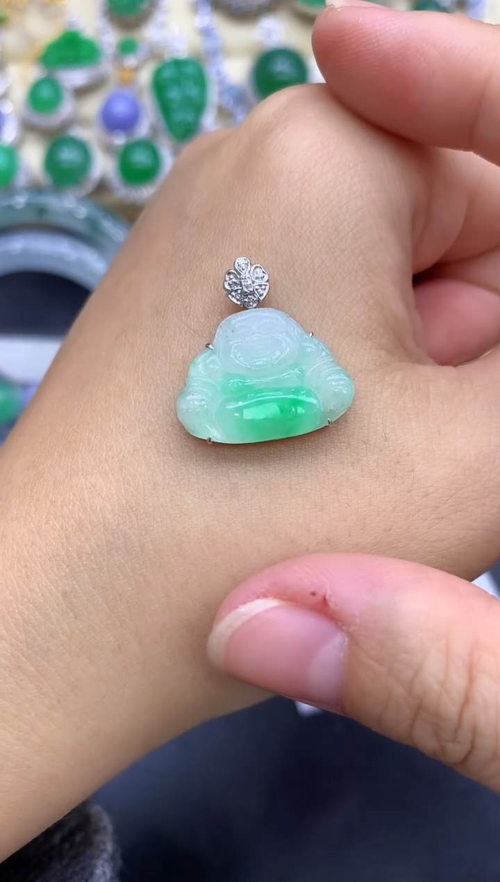 颈饰18K金镶嵌翡翠307-中国好珍宝