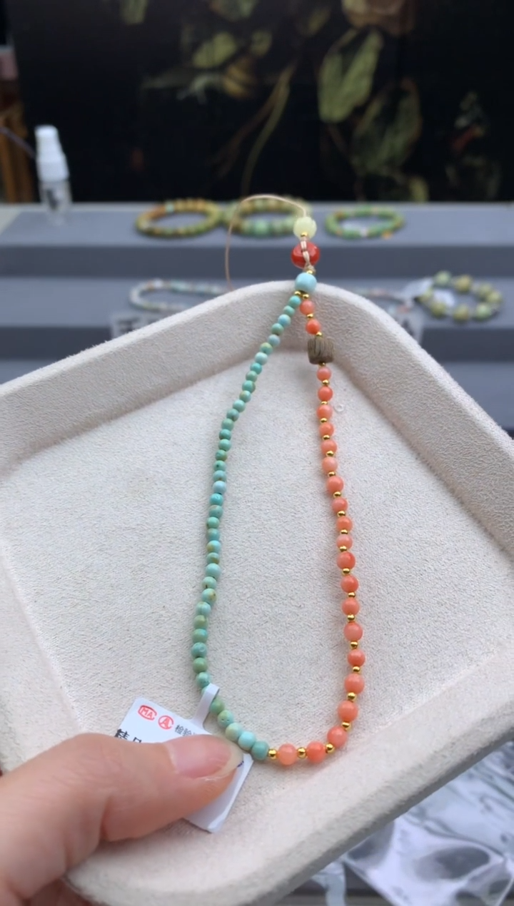 未镶嵌绿松石手机链茜.T275