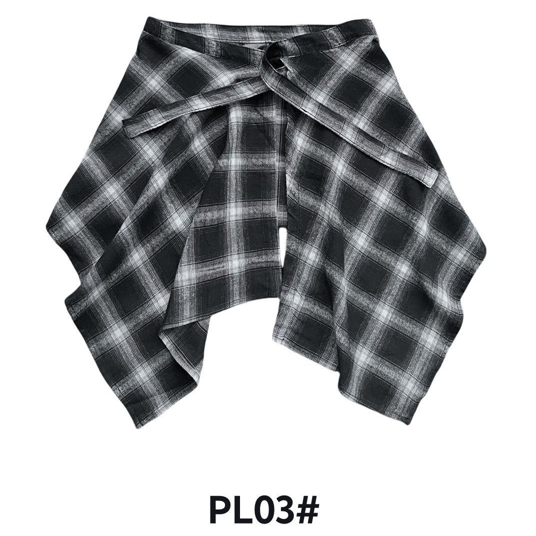 一片式系带藏肉半身裙女下摆衬衫卫衣t恤外套叠穿神器格子屁帘男