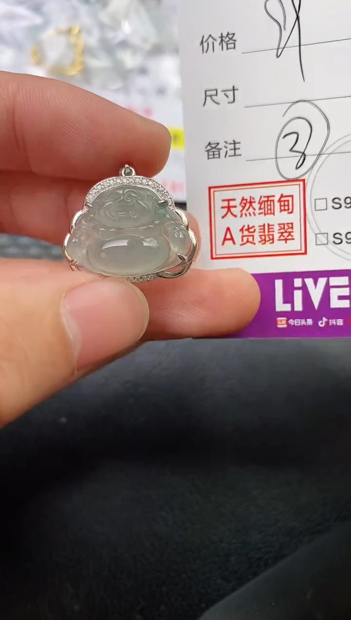 颈饰银S925镶嵌翡翠南*挂件