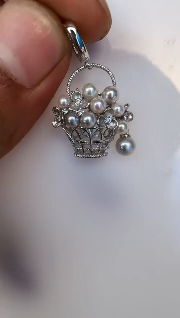 海水珍珠银S925镶嵌颈饰吊坠