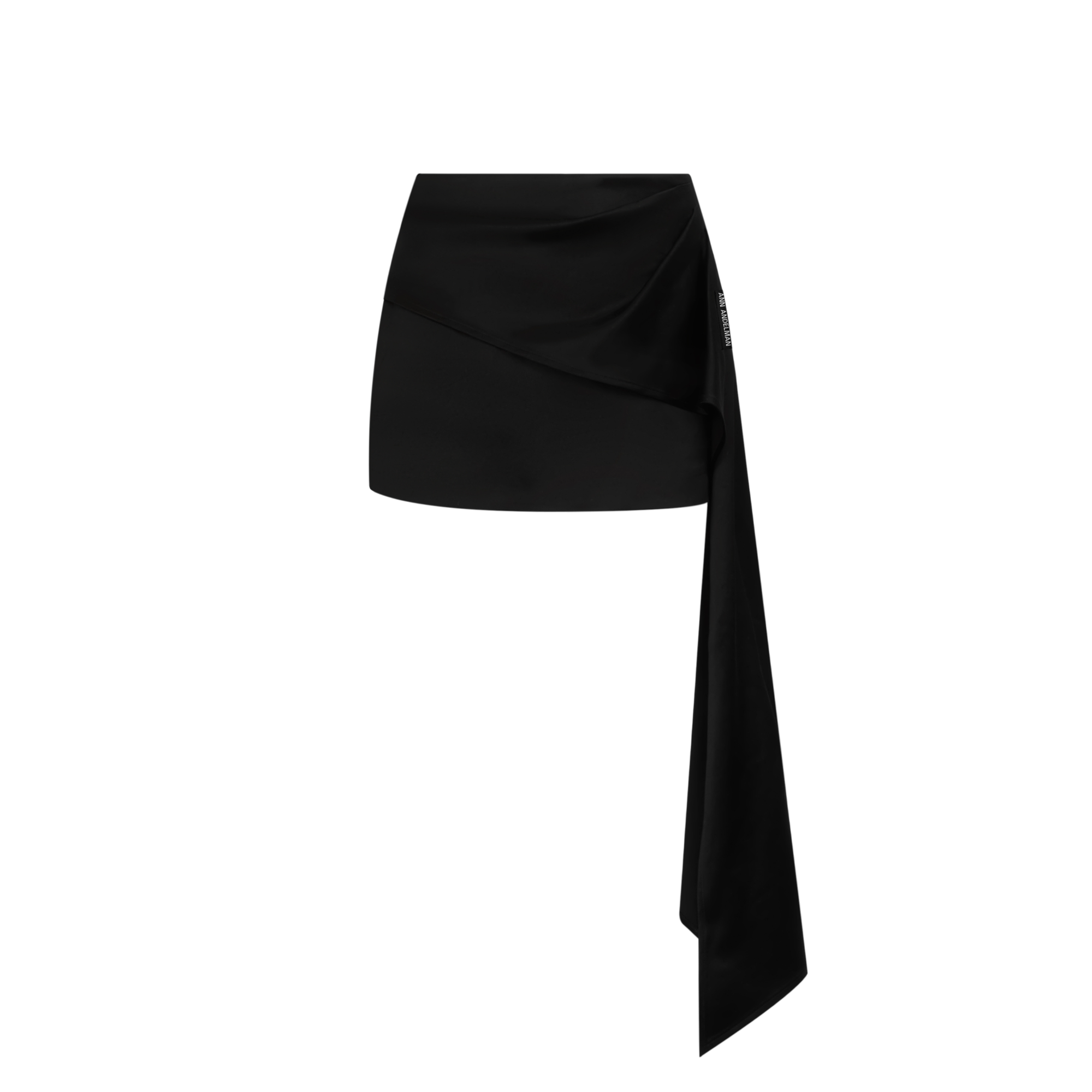 ANN ANDELMAN 25春夏 时尚缎带设计精致黑色显瘦短款A字半身裙