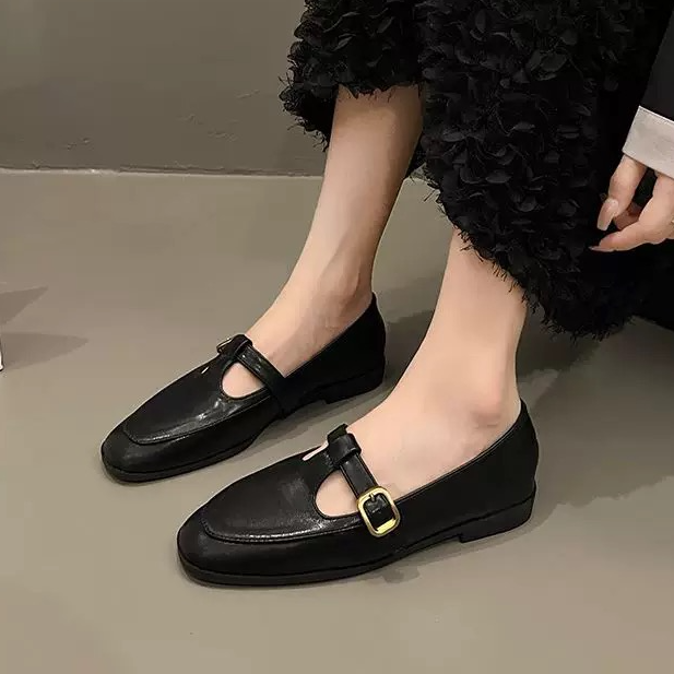 低跟羊皮玛丽珍5118288黑色