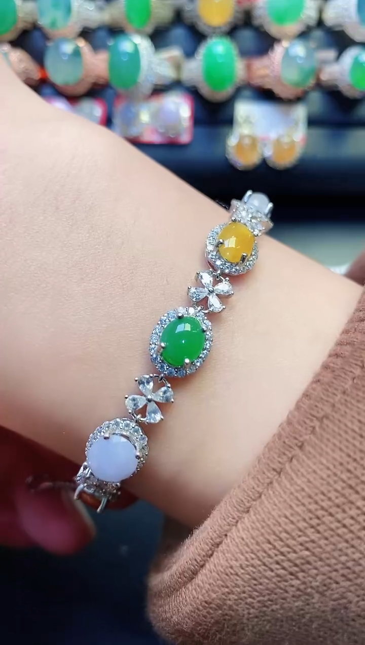 银S925镶嵌戒指翡翠天然