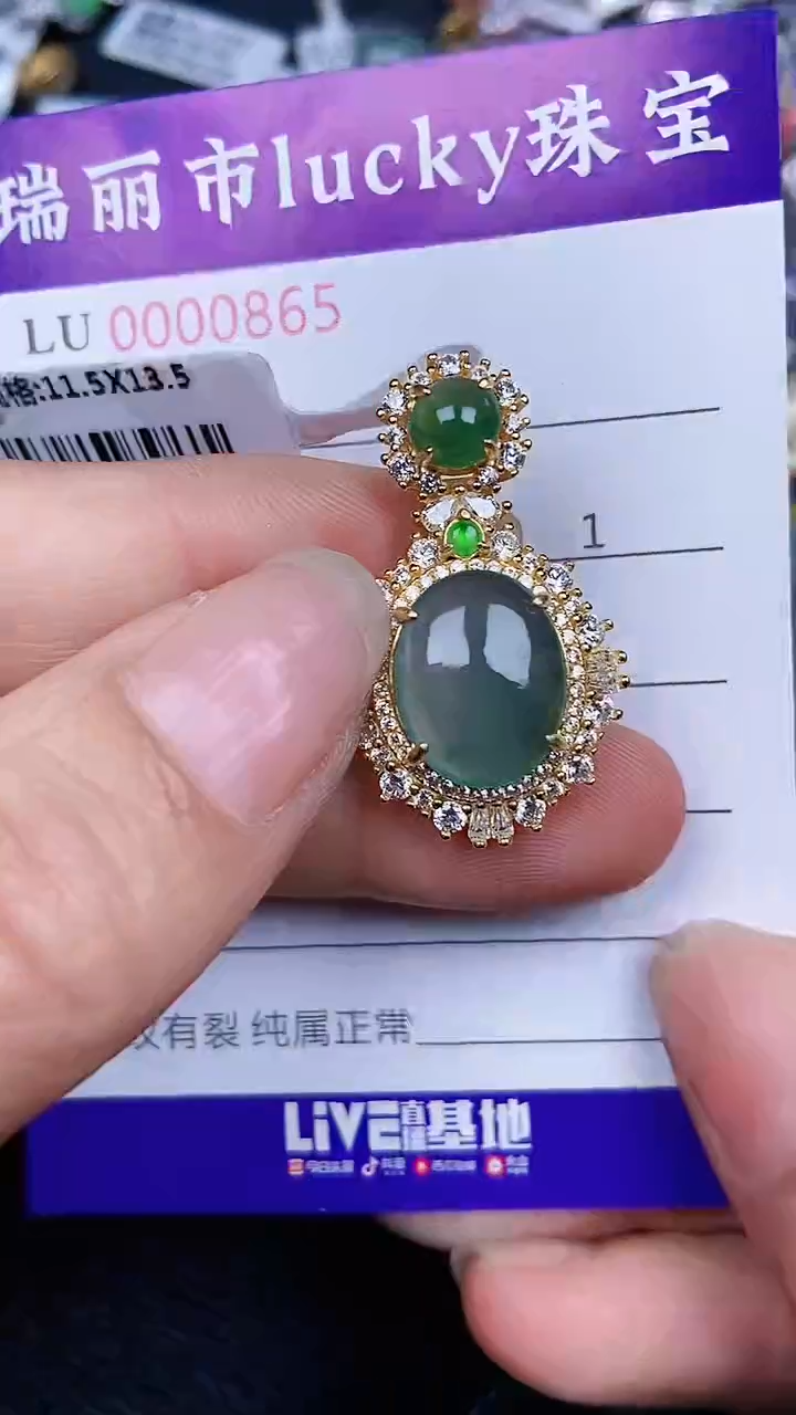 颈饰银S925镶嵌翡翠0865