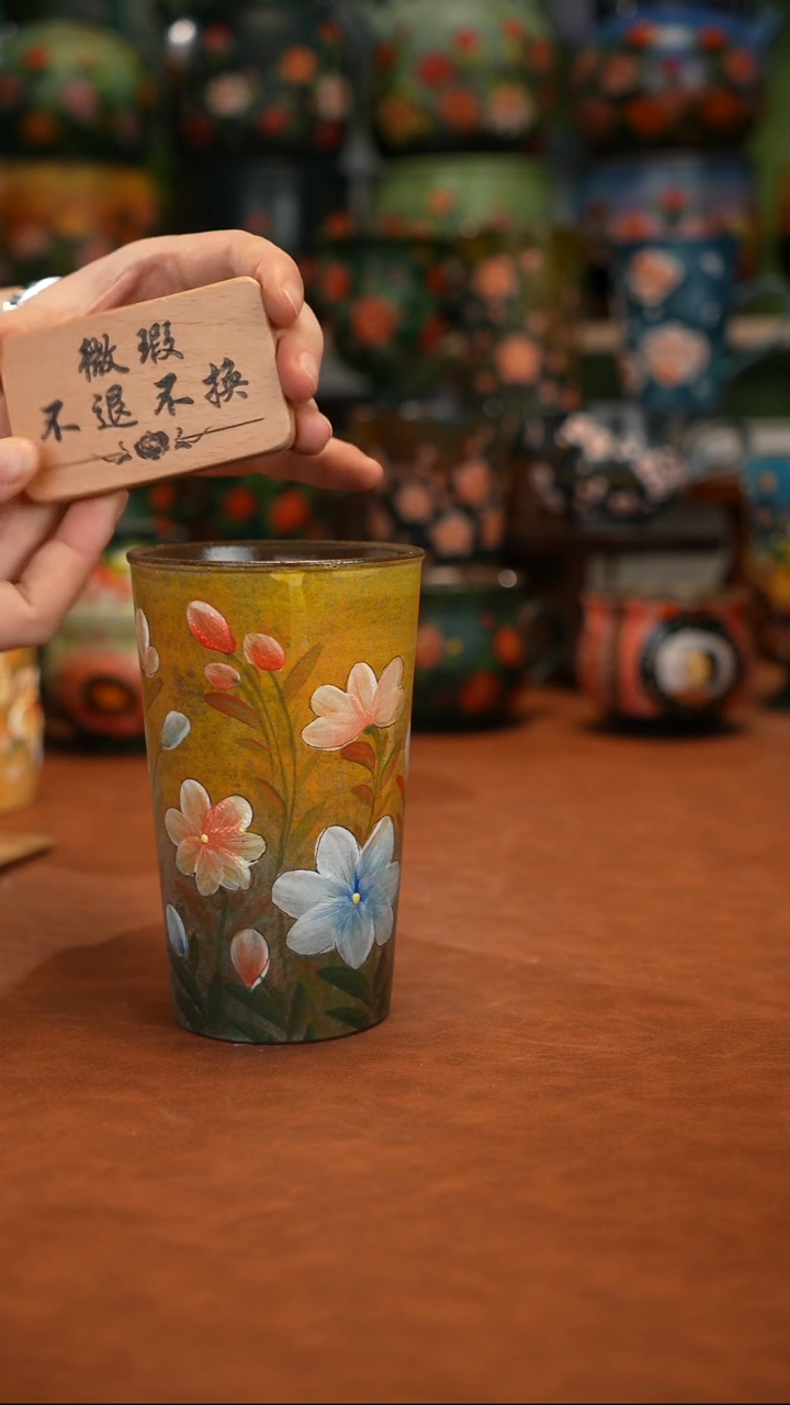 紫砂油画釉下彩手绘微瑕