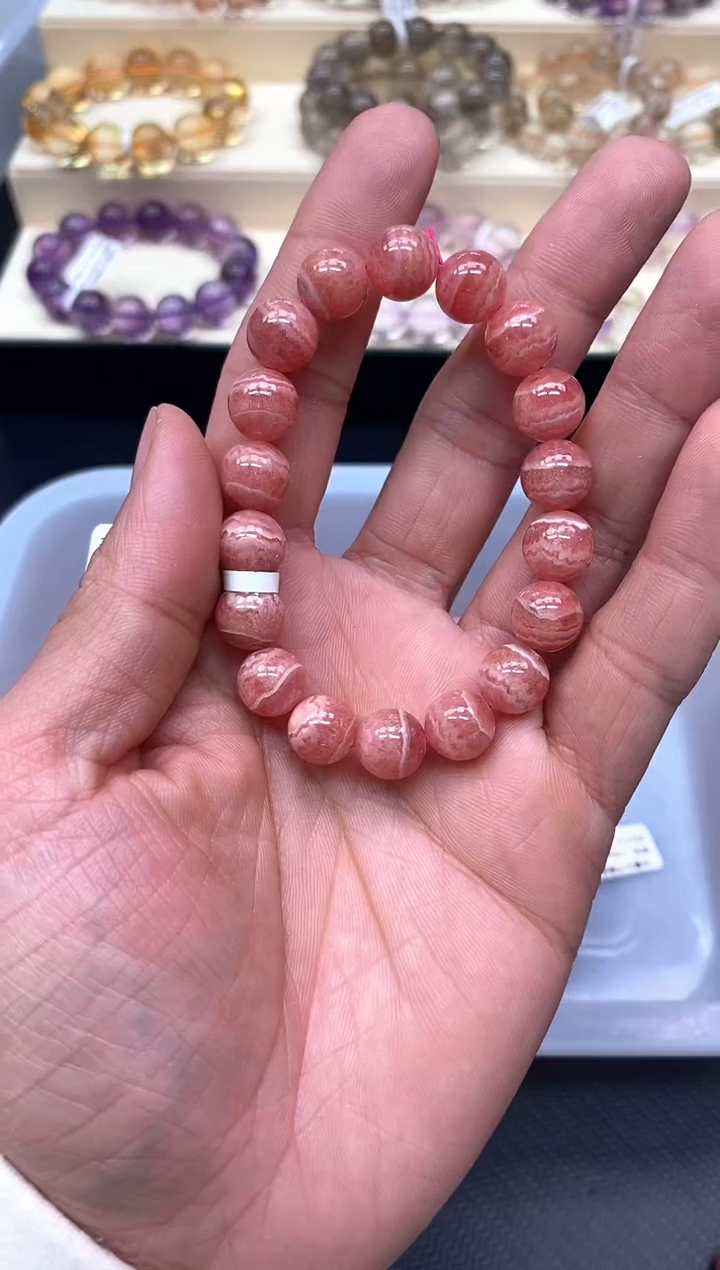 未镶嵌菱锰矿（红纹石）手串2红纹石10mm