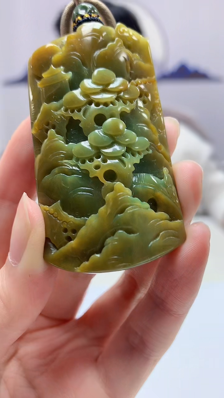 【闪购商品】定制翡翠未镶嵌4917zm-毛货挂件山水111