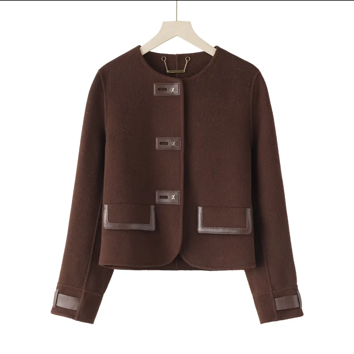 冬季小香风短款羊绒外套时尚休闲百搭圆领气质