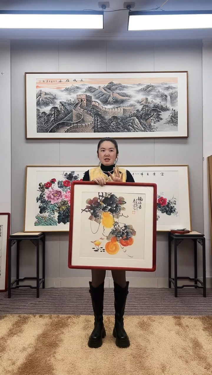 国画手绘葫芦63*63尺寸