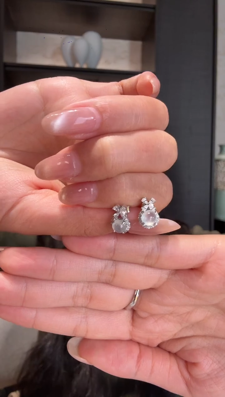 银S925镶嵌翡翠耳饰如*令70