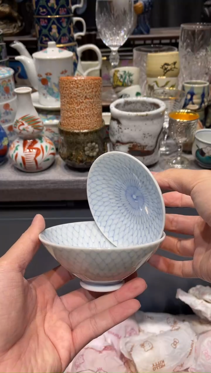 瓷片柴烧满绘盖杯