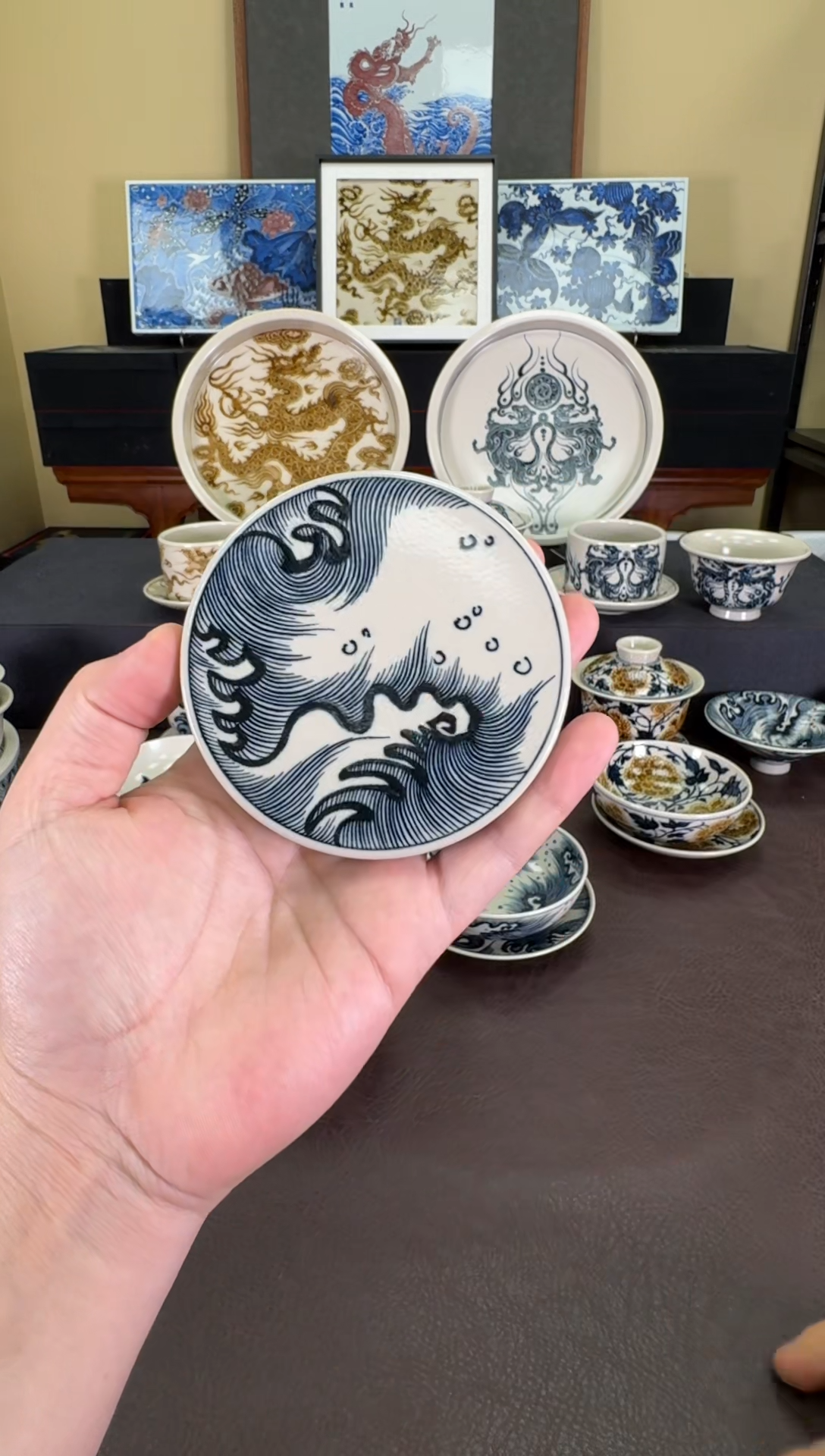 【闪购商品】二号釉纯海浪纹盖置