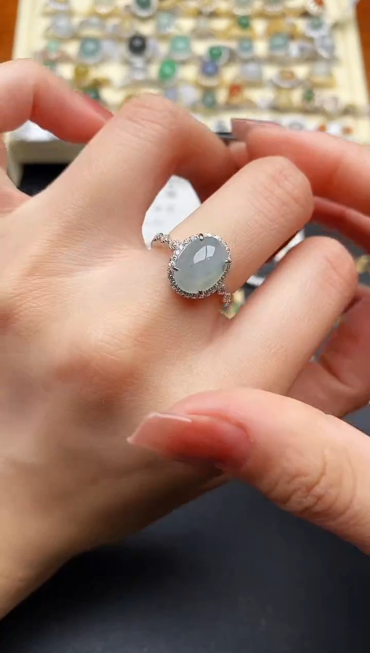 翡翠银S925镶嵌戒指77777777+1