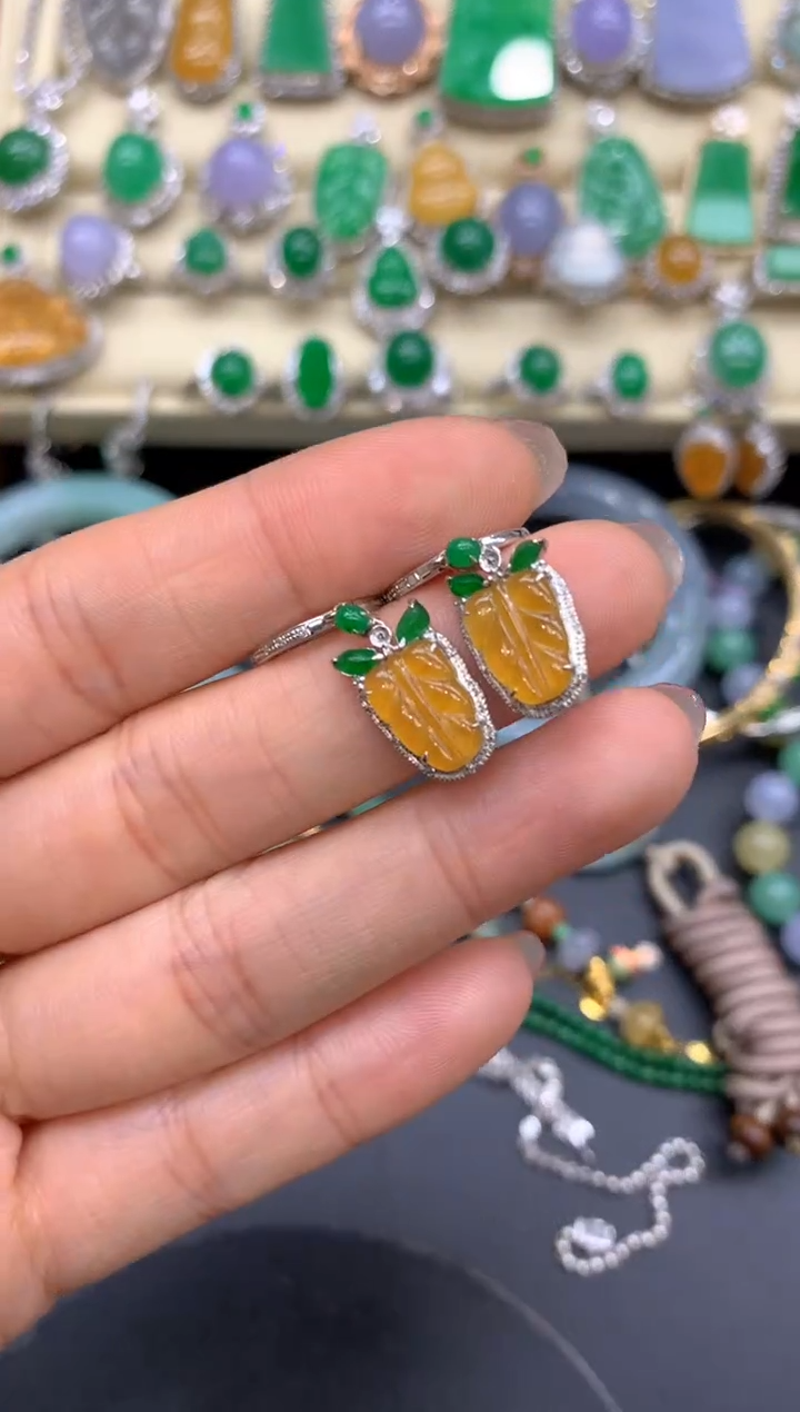 【闪购商品】翡翠耳饰18K金镶嵌393-中国好珍宝