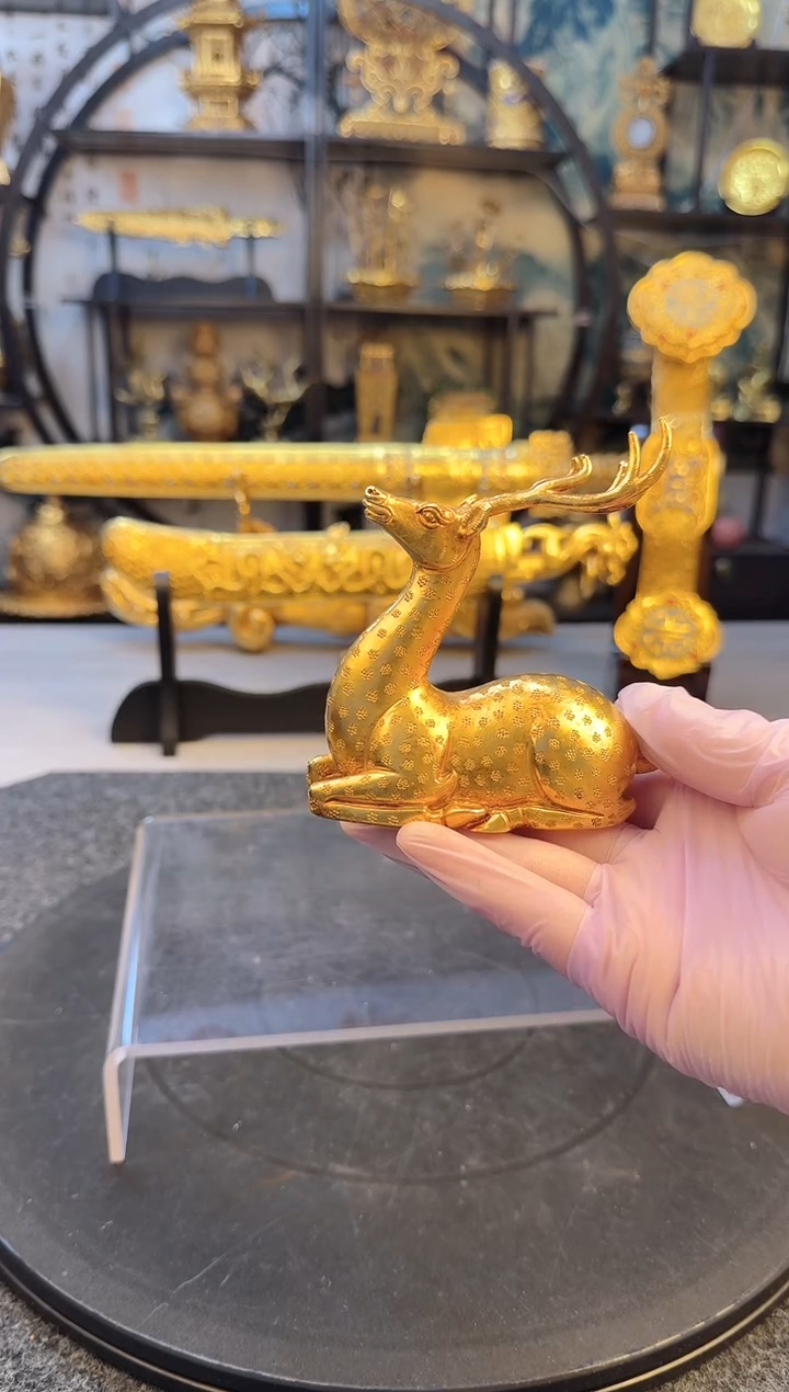 【闪购商品】紫铜鎏金梅花鹿1个