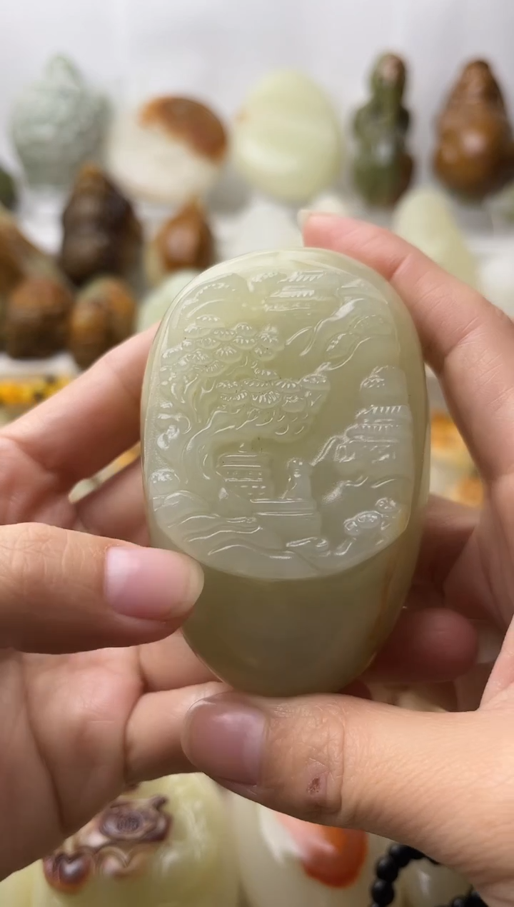 石材古青石棉纹正常不退换山水微瑕
