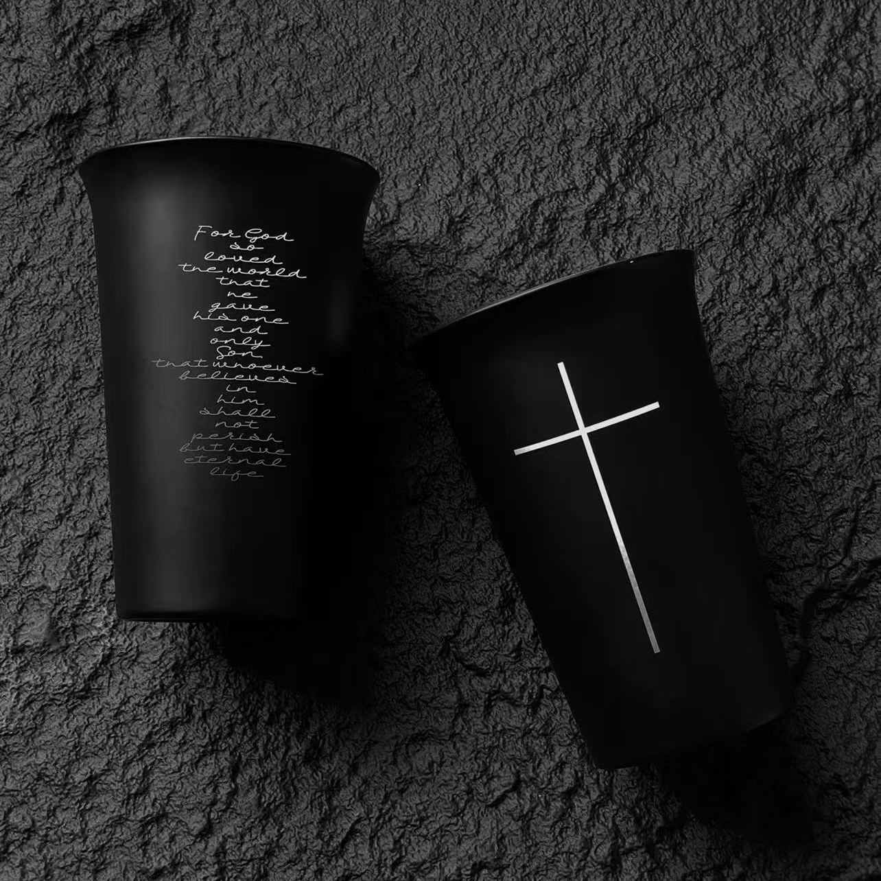 【ROART】原创手工十字圣言磨砂玻璃杯耐高温大容量生日礼物