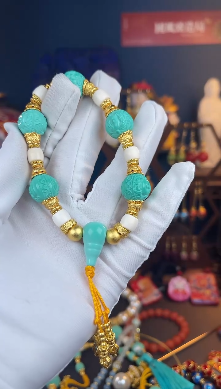 【闪购商品】绿色珐琅景泰蓝手串