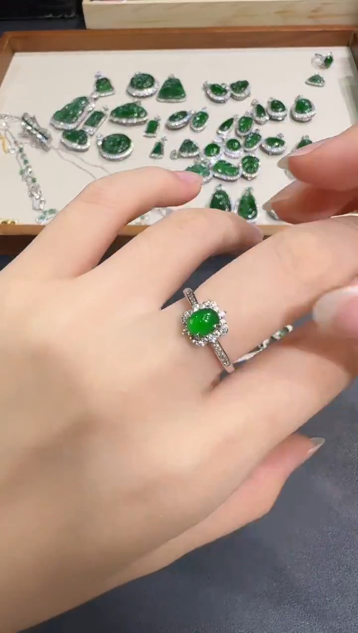 银S925镶嵌戒指翡翠X1202-886-126