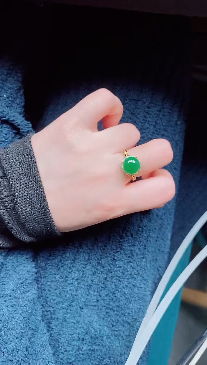 【闪购商品】翡翠戒指银S925镶嵌天然a货翡翠114