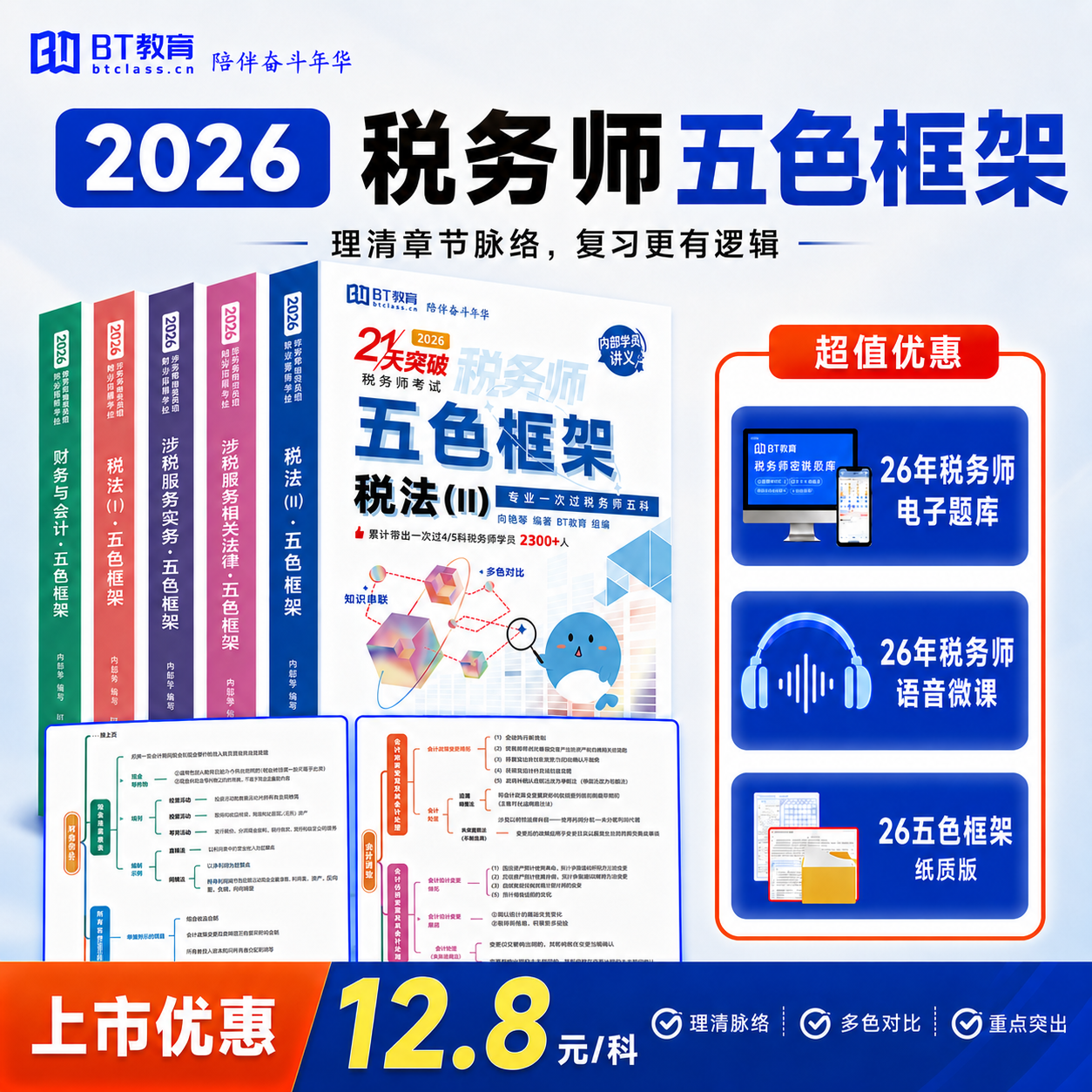 26年税务师教材21天突破税务师资料五色框架语音微课思维导图商品图