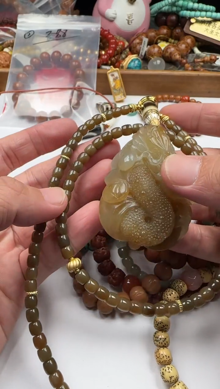未镶嵌和田玉珠宝奇石和田玉配饰牌子搭配长串