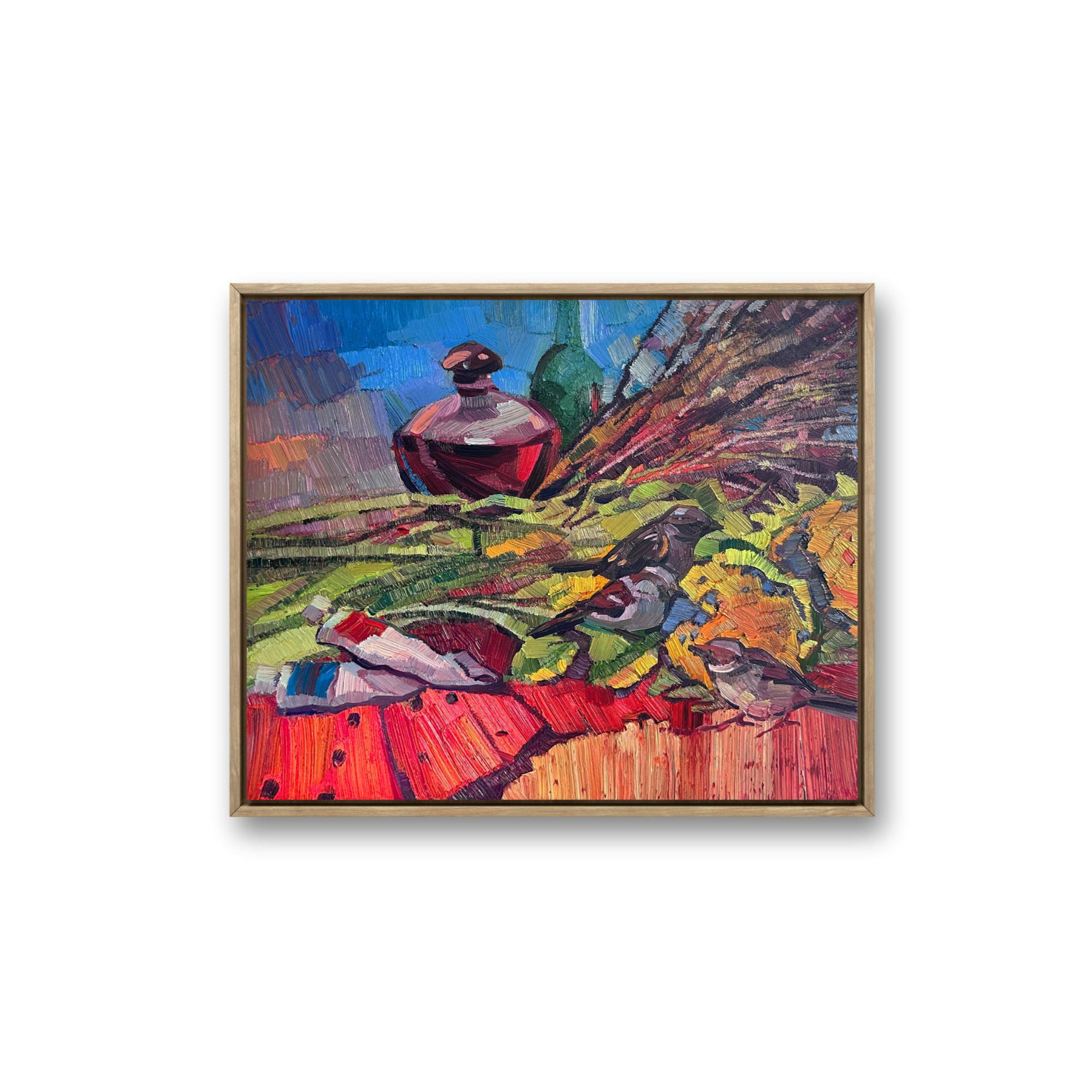 俄罗斯原创手绘油画娜塔莉娅《鸟语花香》50*60cm 2025年客厅卧室