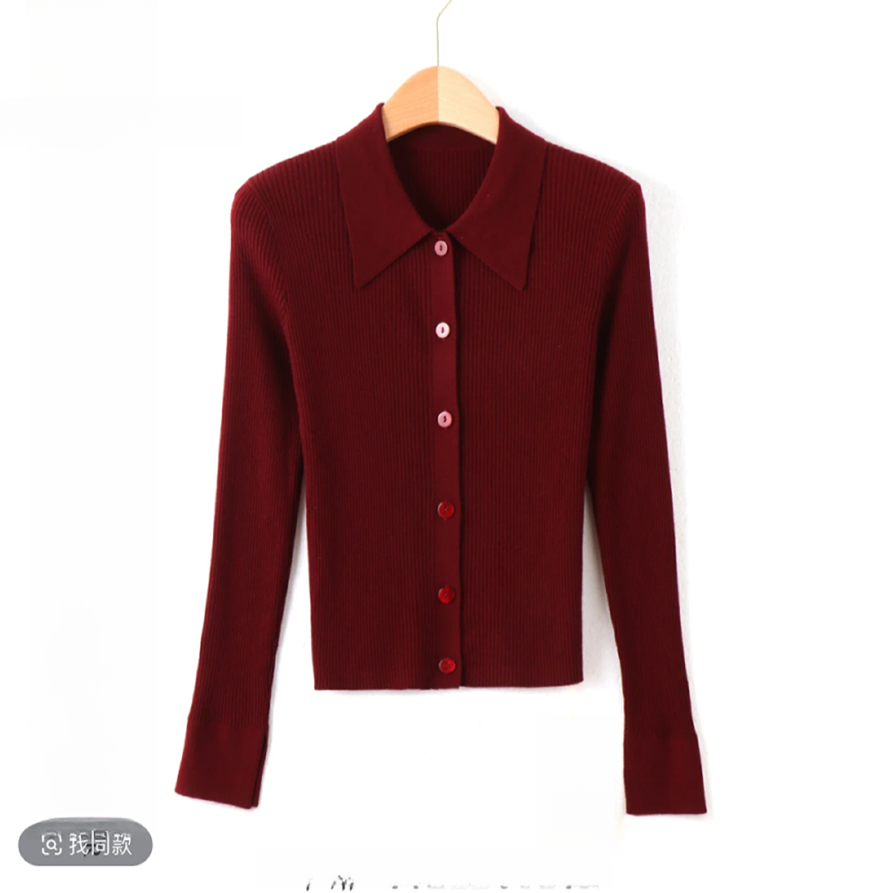 迈2-POLO领修身长袖袖开叉打底衫