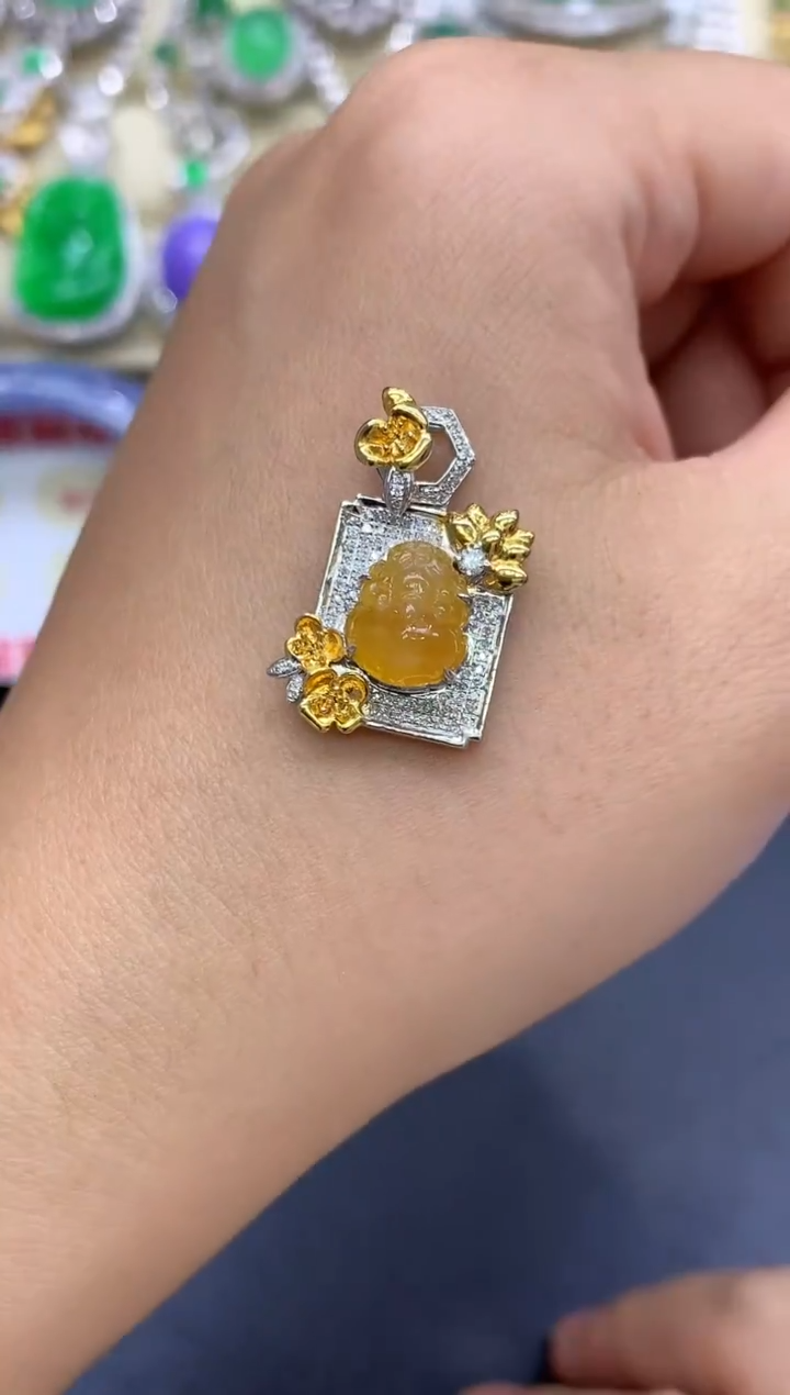 颈饰18K金镶嵌翡翠411-中国好珍宝