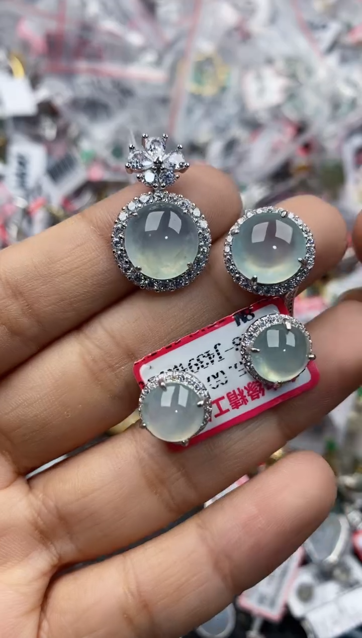 银S925镶嵌戒指翡翠4444----4