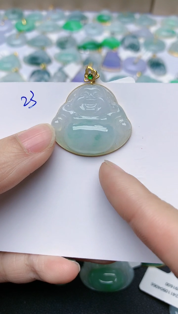 【闪购商品】翡翠颈饰18K金镶嵌天然翡翠A货    23